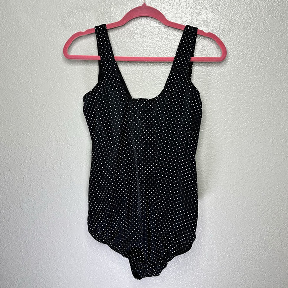 NWOT Miraclesuit Pin Point Oceanus One Piece Swimsuit Polka Dot Black Women 20W - Picture 3 of 10